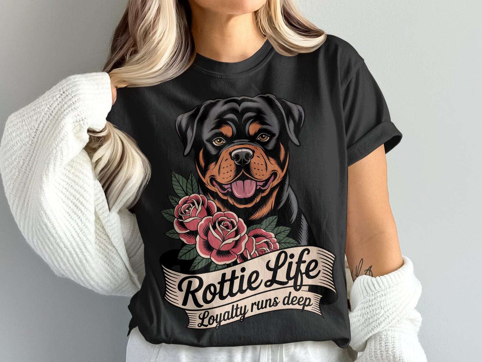 Rottweiler T-Shirt, Dog Lover Gift, Rottie Life Loyalty Runs Deep, Rottie Tee, Dog Breed Shirt, Pet Owner Apparel, Rottweiler Design M
