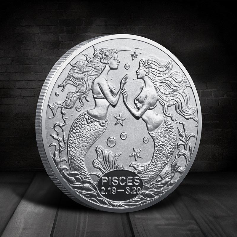 European and American zodiac commemorative coins, coins, tarot, wishes, Sun God commemorative coins, gold and silver coins, ornaments