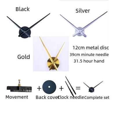 Große DIY-Wanduhr aus Metall mit Sonnenscheibe, 39 cm Minutenzeiger und Uhrwerkzubehör