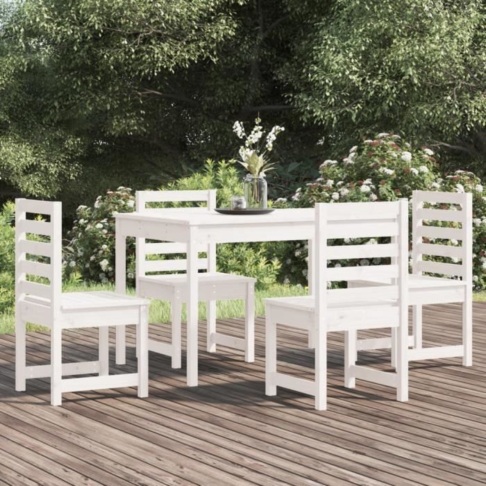 VidaXL Ensemble à dîner de jardin 5 pcs blanc bois massif de pin 3154684
