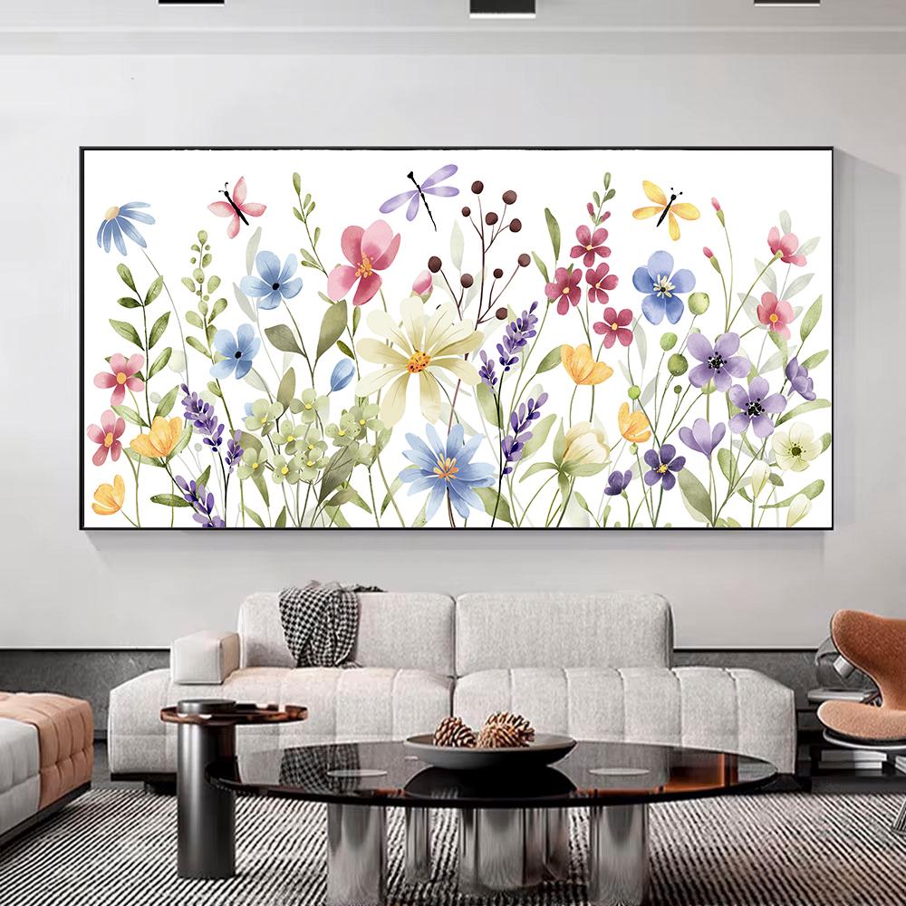 Coloful Watercolor Wildflower Art Flowers Posters Leaves Botanical Canvas Prints Painting Wall Art Picture Living Room Bedroom Office Decor