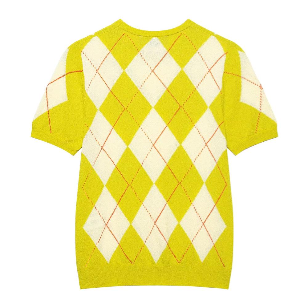2025 Spring/Summer Women's Slim-Fit Diamond Pattern Knit Top