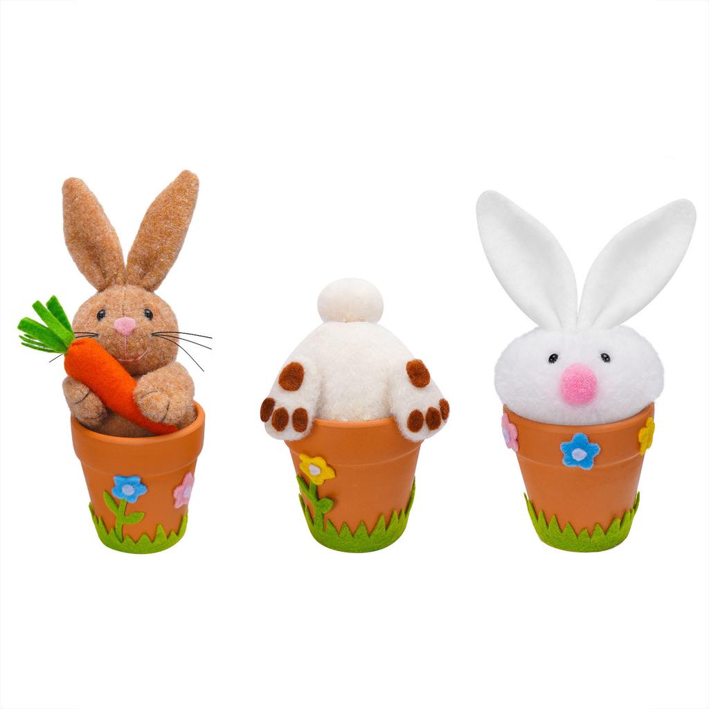 Easter Bunny Doll Ornaments Decorative Flower Pots Home Festive Atmosphere Decoration Decorations