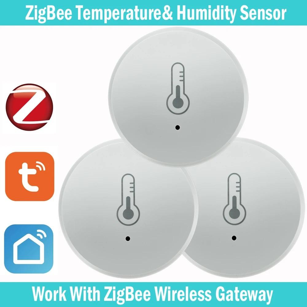 Tuya Zigbee Temperature And Humidity Sensor Voice Control Intelligent Home Hygrometer Real-time Monitoring Voice without battery