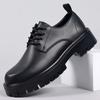 Spring Autumn Leather Platform Shoes Men Fashion Korean Non-slip British Casual Men's Shoes Solid Color Work Shoe Male