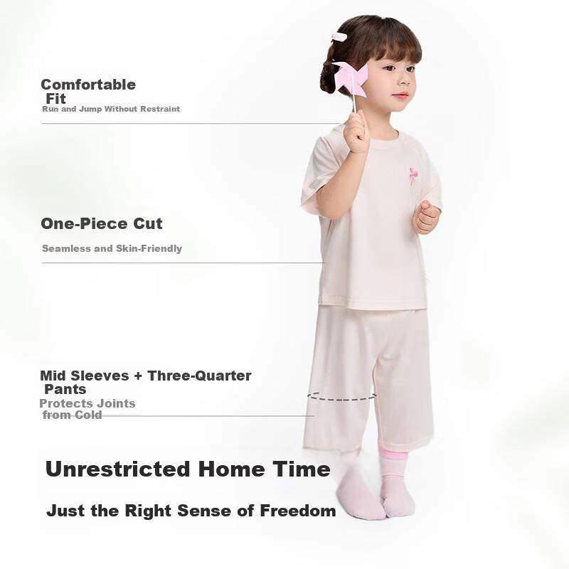 Balabala Kids Summer Pajama Set Air Conditioning Clothes Boys Girls Homewear Baby Short Sleeve Shorts Comfortable