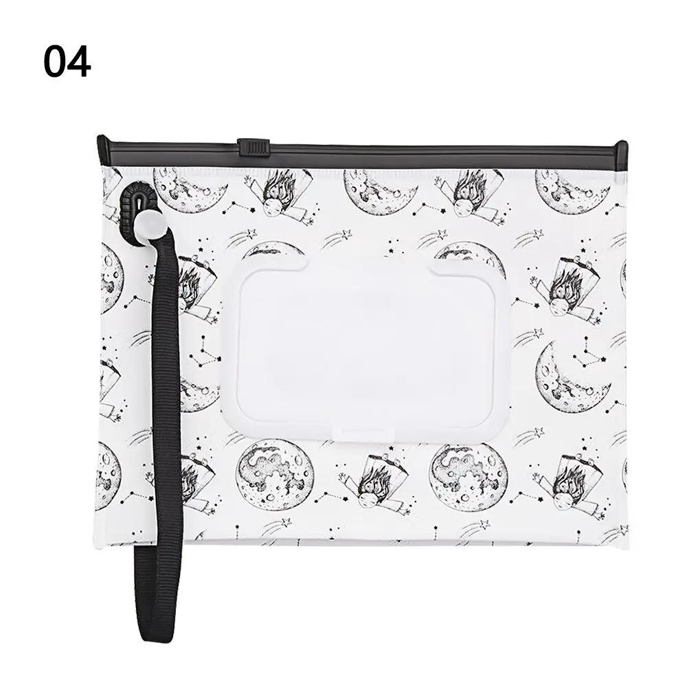 1PC Wet Wipes Bag Portable Flip Cover Snap-Strap Cosmetic Pouch Cute Baby Tissue Box Outdoor Cute Stroller Carrying Case Acces