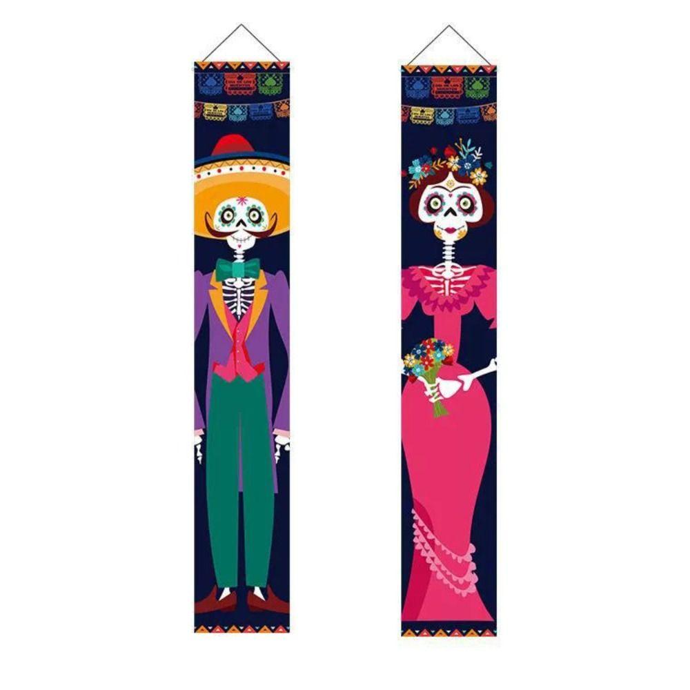 Day Porch Sign Skull Couplet Hanging Flag Halloween Supplies Halloween Couplet Banners Ornaments