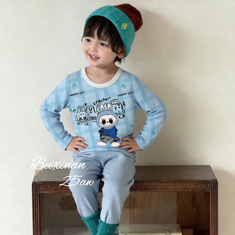 

Kids Autumn/Winter Home Wear Set: Stylish Top & Warm Pajama Bottoms for Boys & Girls 130 cm