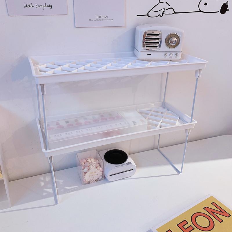Folding Brief Desktop Storage Rack Accessories Organizer Plastic Shelf Holder
