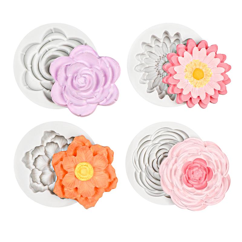 Fondant Cake Silicone Mold Rose Peach Blossom Flower Baking Chocolate Decorative Mould 15-71