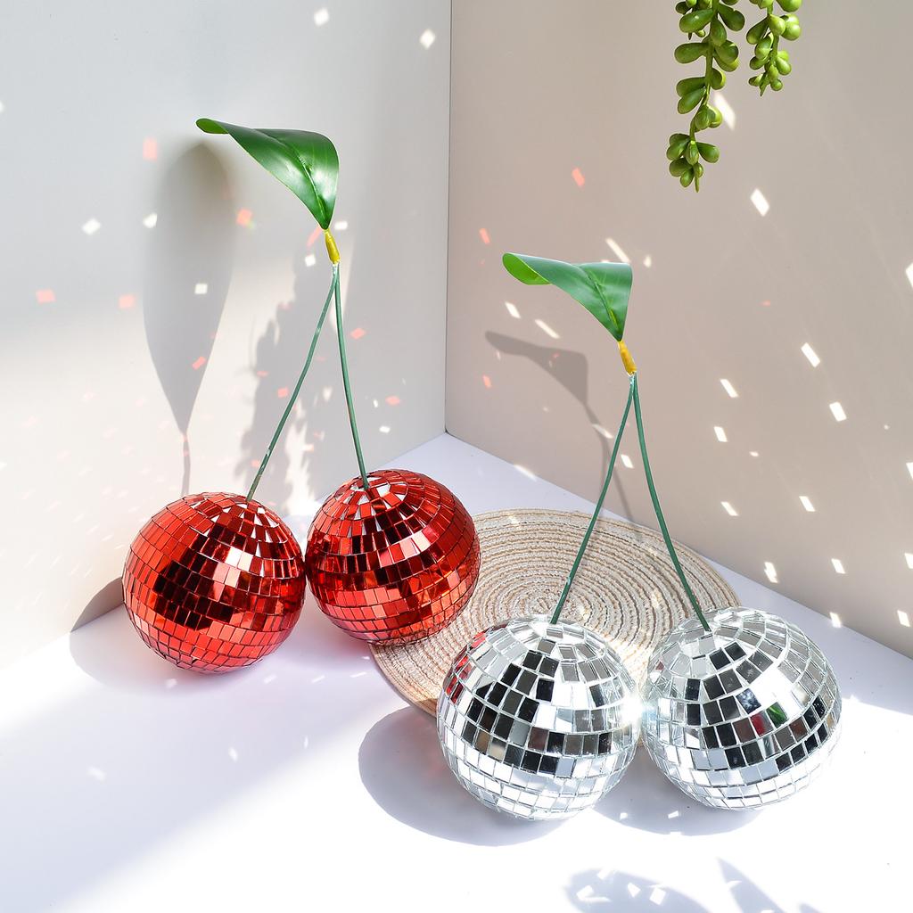Stage Party Atmosphere Decorative Balls Exquisite Cherry Disco Balls Mirror Glass Emulates Cherry Disco Balls Handmade Glitter