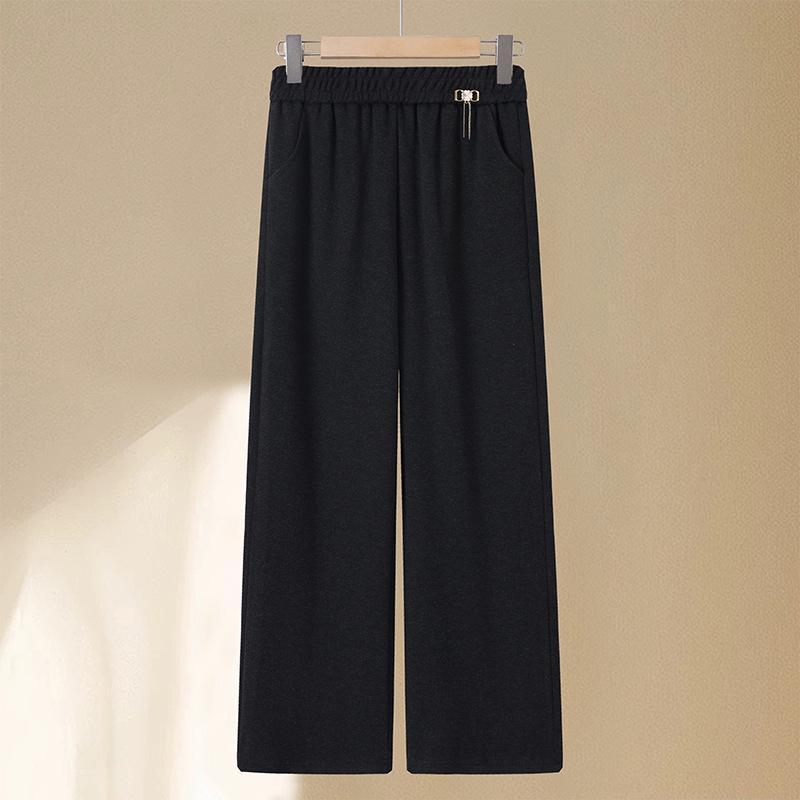 

2026 Early Spring Women s Comfortable Elastic Waist Straight Pants for Middle-aged and Elderly XL (80-110kg) чорний
