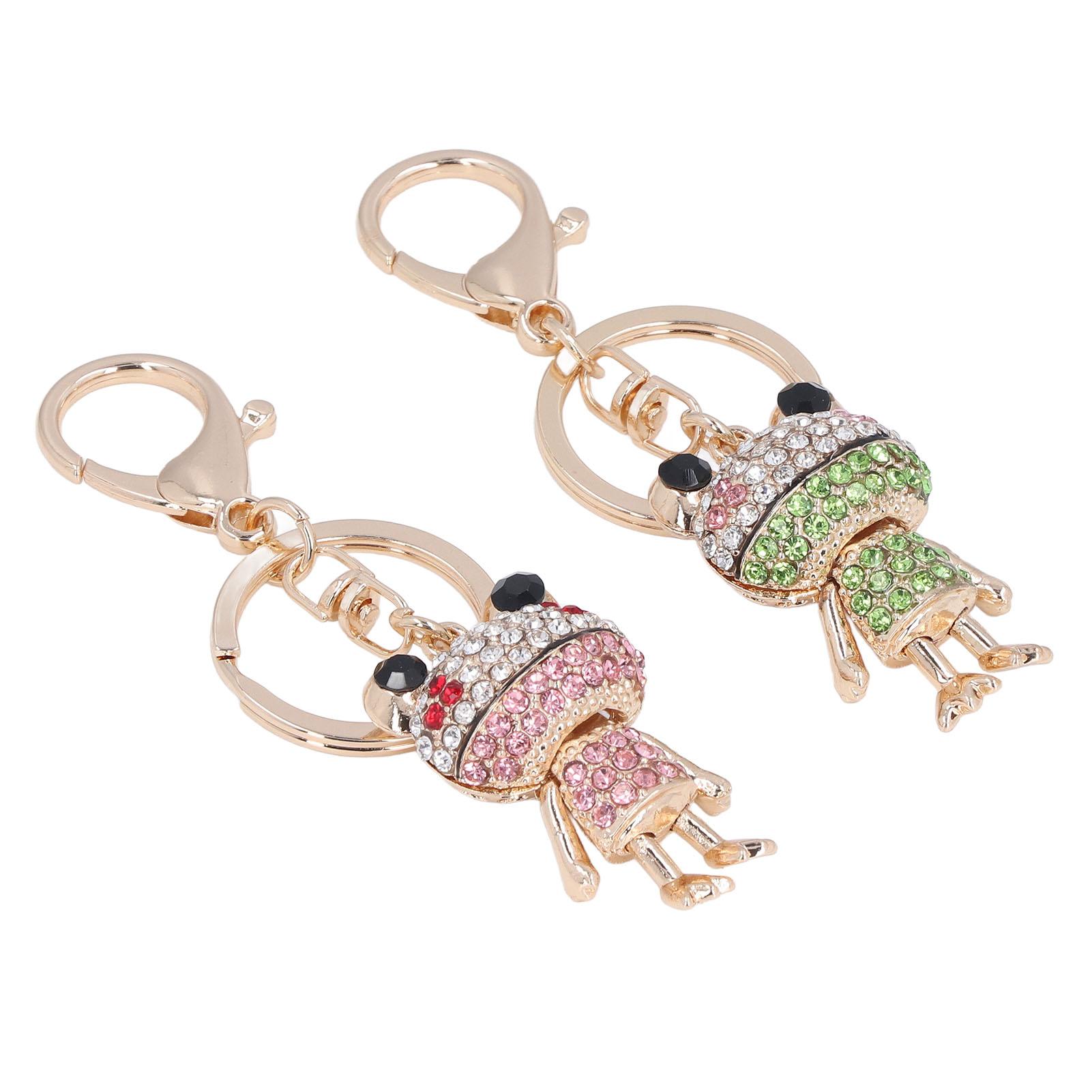 

2шт брелок в виде лягушки, инкрустированный стразами, цинковый сплав, ручная работа, прочный, износостойкий, широко используемый