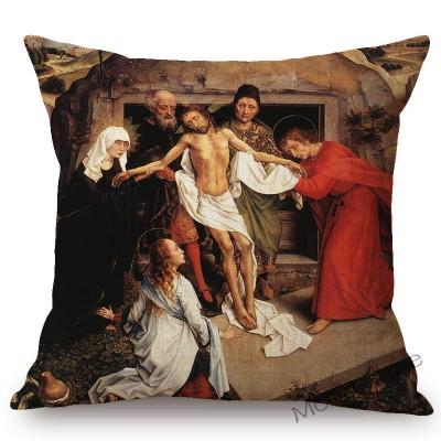 Netherland Artist Rogier Van Der Weyden Religion Jesus The Cross Virgin Mary Art Sofa Decoration Pillow Case Linen Cushion Cover