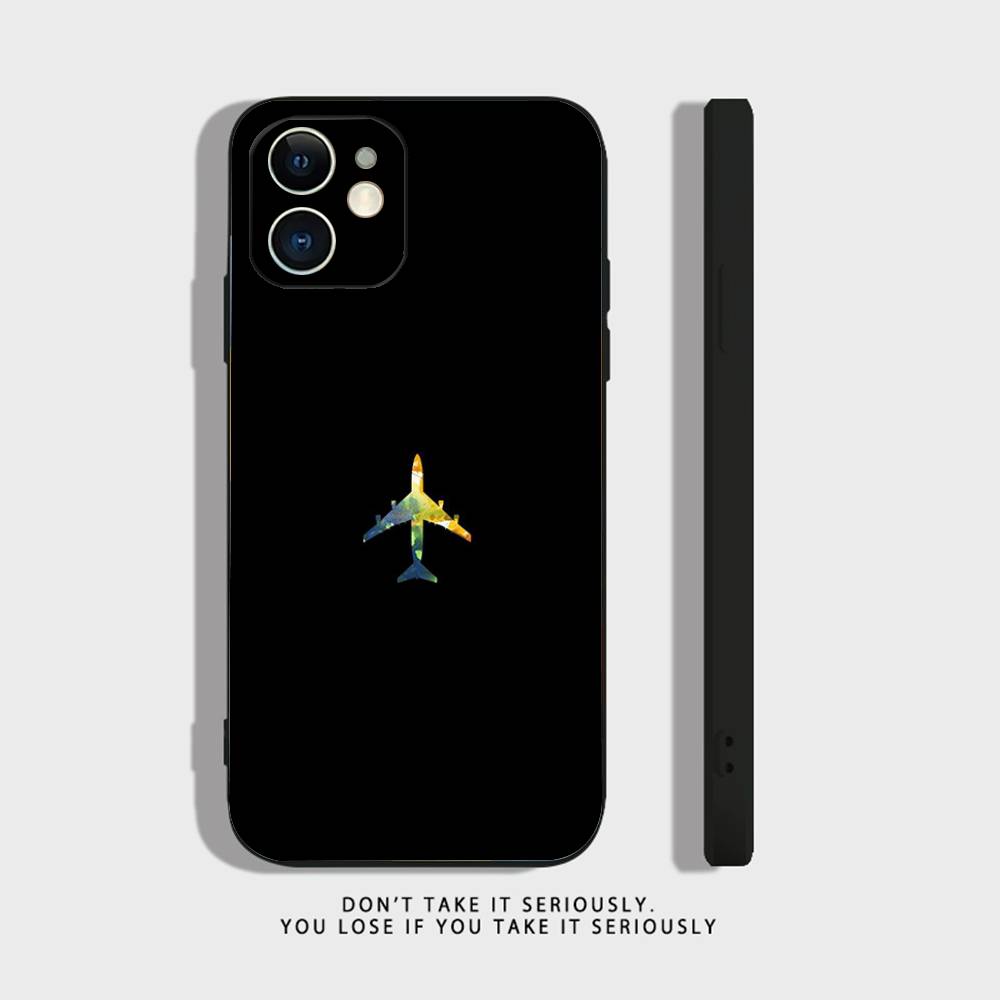 Premium Airplane Pattern Phone Case For iPhone 16,15,14,13,12,11,Pro,X,XS,Max,XR,Plus,Mini Soft Silicone Black Shockproof TPU