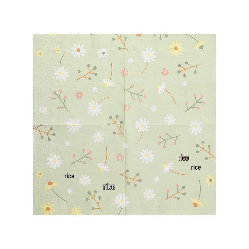 Colorful Daisy Print Floral Napkin Paper - Small Herb Party Tissues