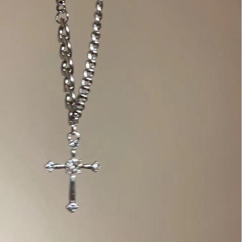 Luxury Cross Zircon Necklace For Women Fashion Hip Hop Cool Choker Necklace Pendant Party Jewelry Accessories Sweater Chain Gifts