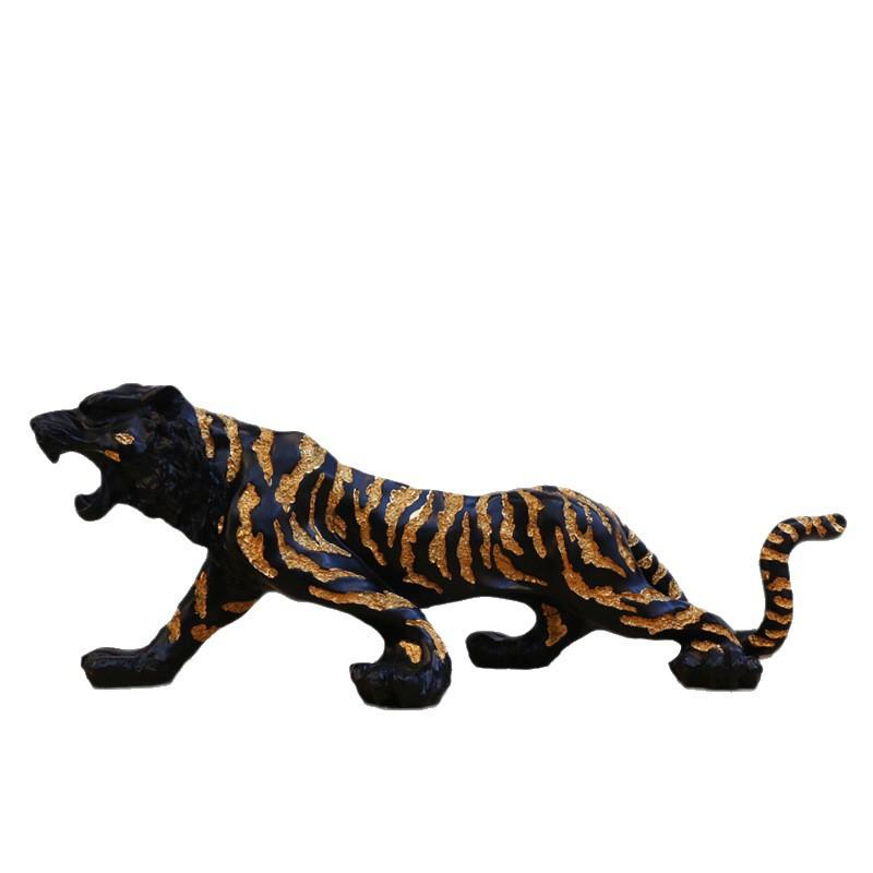 Golden Tiger Animal Sculpture, Electroplated Resin Crafts, Home Decoration, Living Room and Office Desk Decoration Ornaments