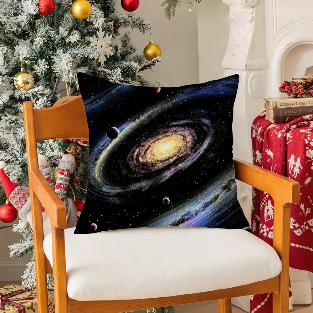 Beautiful Planets And Universe Lovers Pillow Case Silky Short Plush With Invisible Zipper Dustproof Sofa Cushion Cover