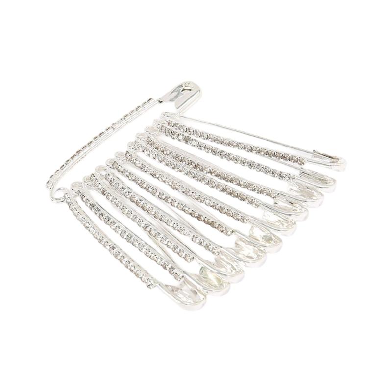 

Pack of 11 Alloy Waistband Pins Adjustable Pants Clip for Secure Fit and Stylish Outfits With Rounded Tip Designs срібний