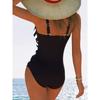 Women's Striped Color Block One Piece Swimsuit Tummy Control Cross Front Bathing Suit
