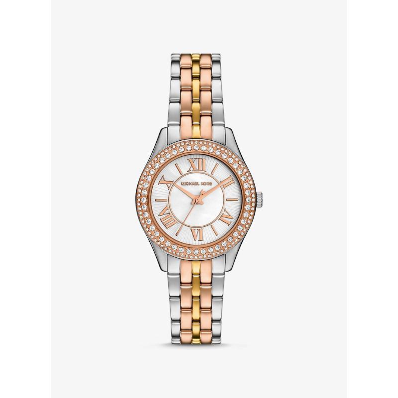 Мини-часы Michael Kors Harlowe с паве, трехцветные, MK4846 серебряный