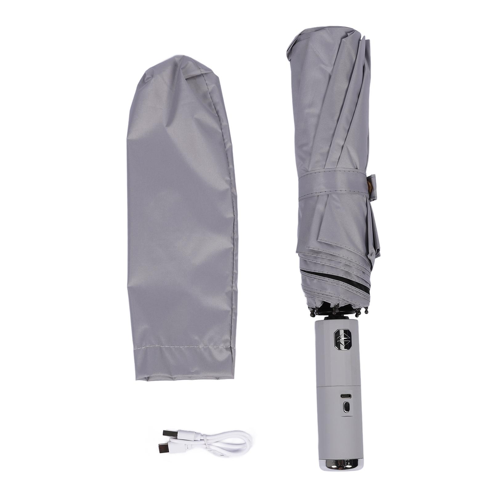 

Переносной зонт-веер полностью автоматический черный клеевой тканевый складной зонт двойного назначения с 10 спицами для серый