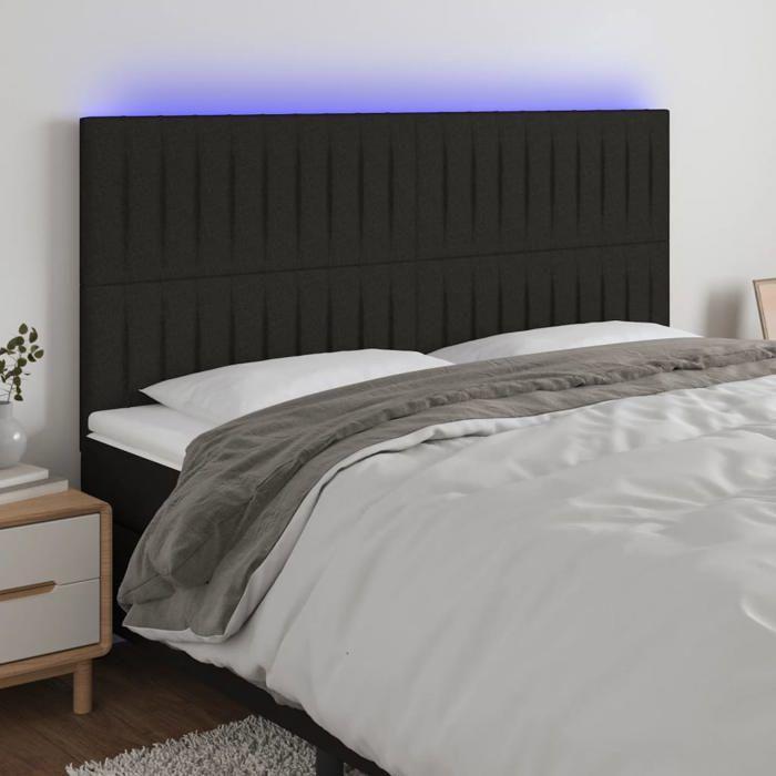 VidaXL Tête de Lit à LED Meuble de Chambre à Coucher Accessoire de Lit Double Tête de Cadre de Lit Intérieur Noir 3122686