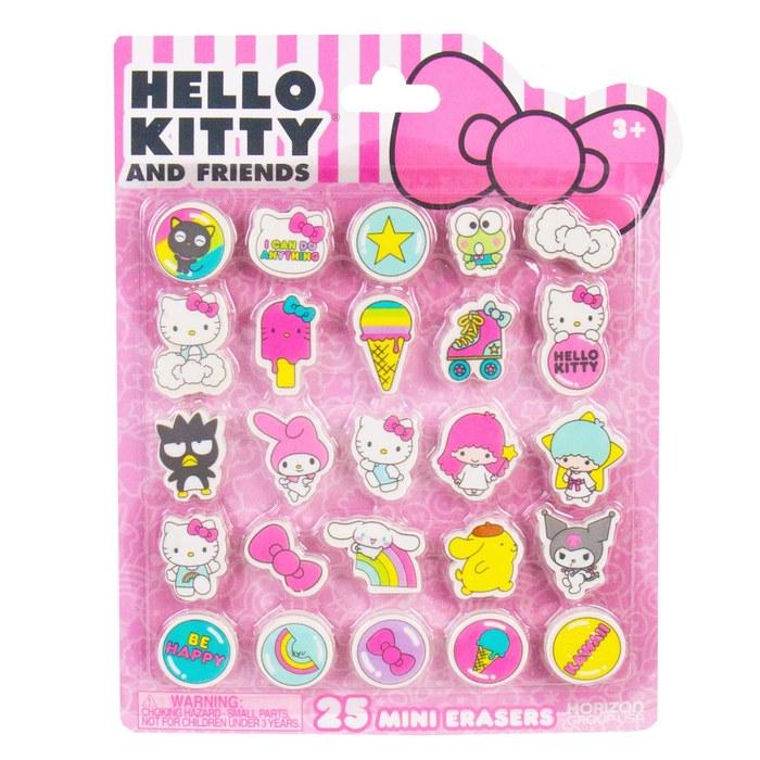 Hello Kitty & Friends Mini Erasers 25-Count (My Melody, Cinnamoroll, Keroppi, etc.)
