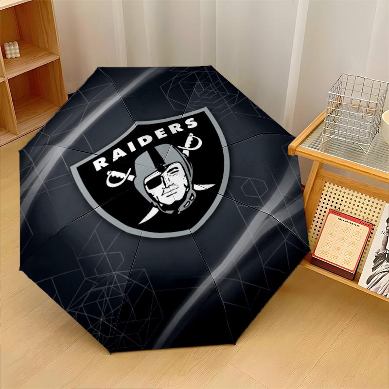 Las Vegas Raiders Print Auto 8?Ribs Folding Umbrella Wind Resistant Lightweight Automatic Umbrella For Daily Travel