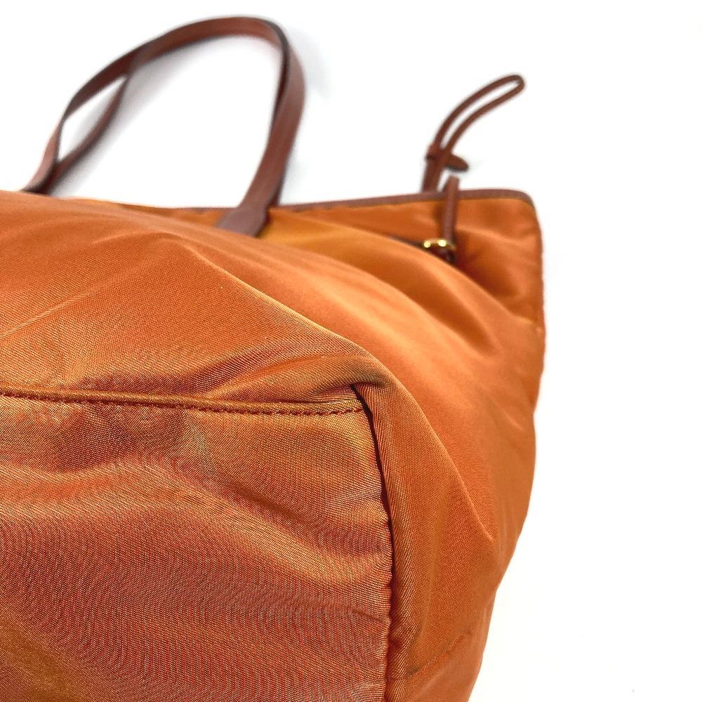 PRADA BR4001 triangle logo plate Tote Bag Shoulder Bag Leather / Nylon Orange