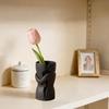 Niche Housewarming Anniversary Present Couple Embracing Abstract Vase, Matte Black Decorative Sculpture, Modern Style Contemporary Entrance