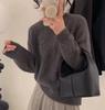 Women's Retro Solid Color Round Neck Sweater - Loose Fit Knitwear for Autumn/Winter 2025