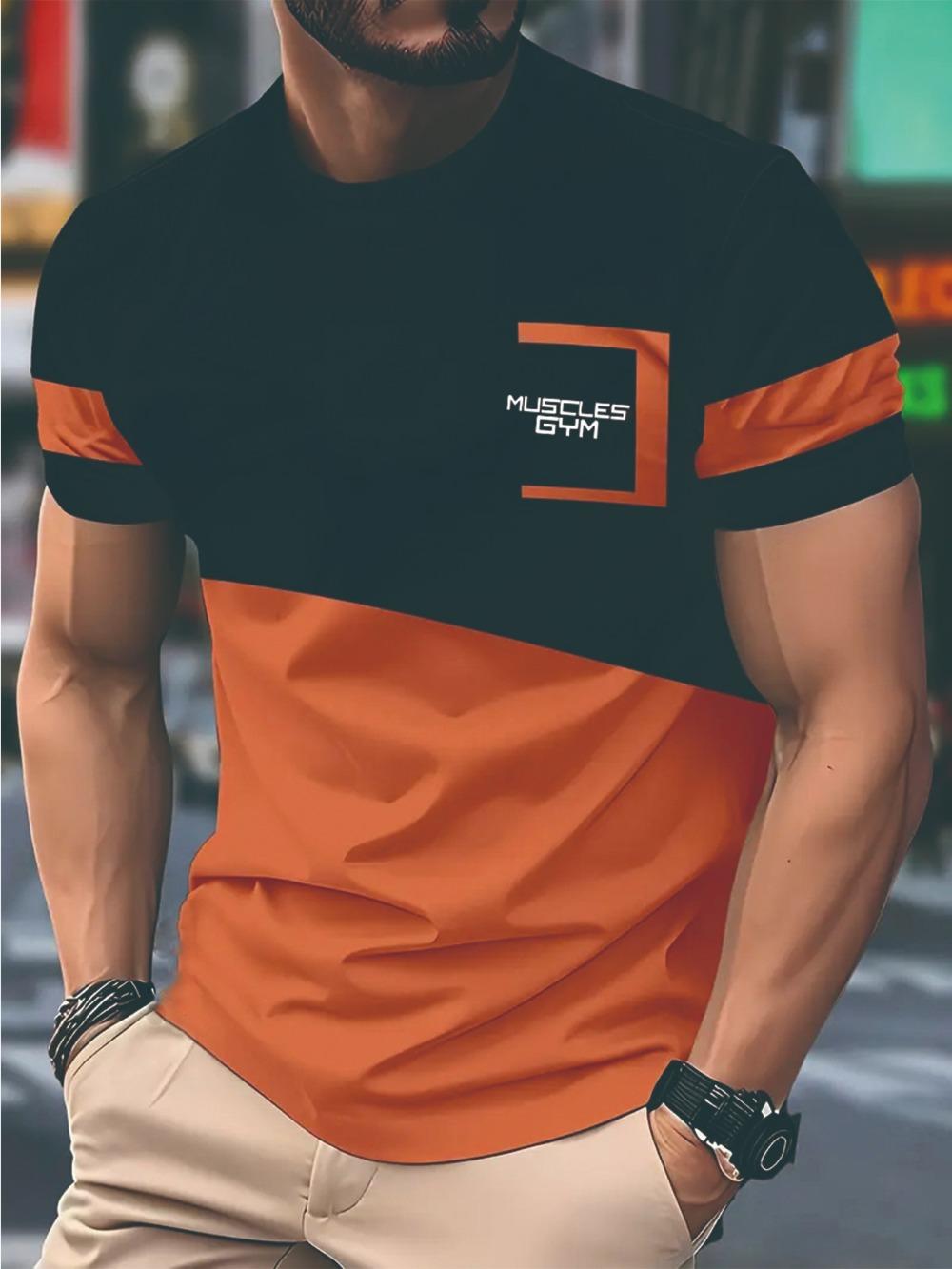 

New Men Gradient Reset Letter 3D Printed T-shirt Summer Outdoor Casual Sports Quick Drying Short Sleeve Top Plus Size Men Clothing S