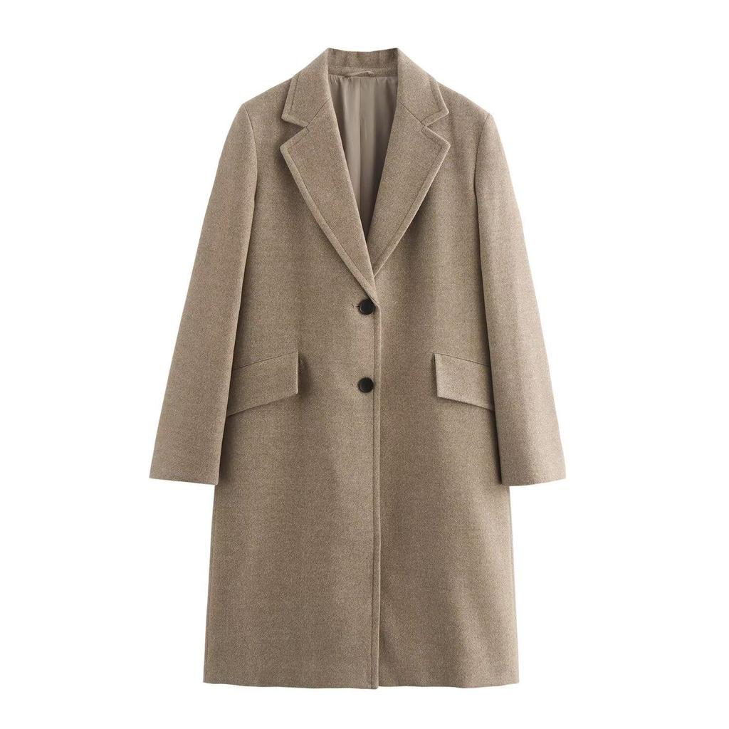 2024 Winter Women's Fashion: European-Style Soft Loose-Fit Wool Coat with Button Embellishments
