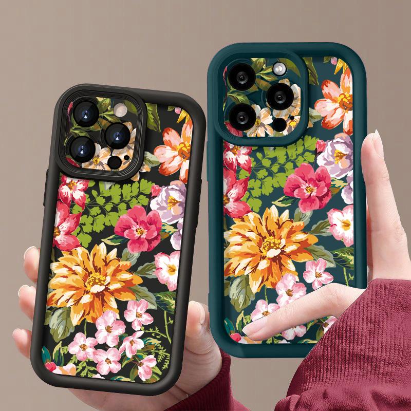 Wzór kwiatowy Odporne na wstrząsy Etui na telefon Dla iPhone 16e 16 15 14 Pro Max 13 12 Pro 11 14 15 16 Plus Kolor Cukierkowy Silikonowe Miękkie Matowe Pokrowce Fundas