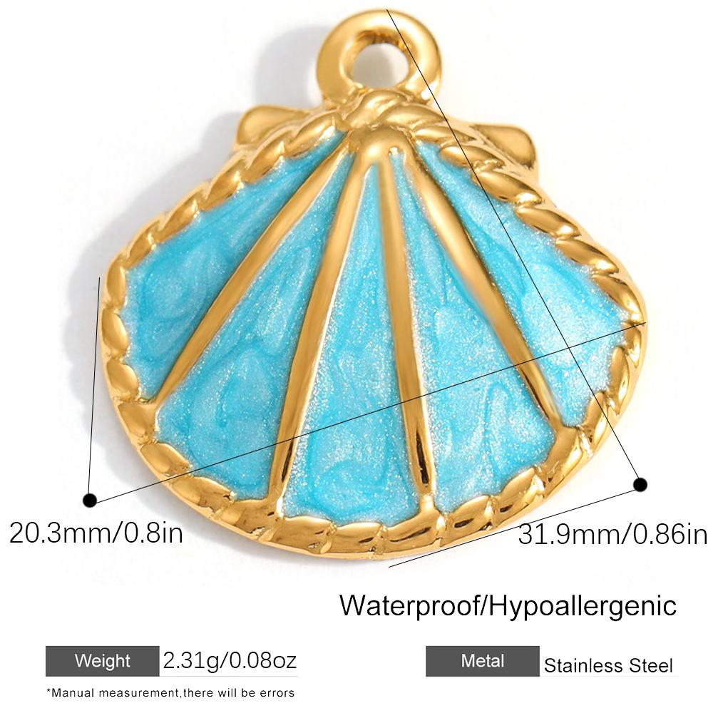 Sommer Meeresstil Bunter Muschel Seestern Anhänger 18K Vergoldeter Edelstahl Geschenk Schmuck