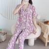 Cotton and silk pajamas women's spring and summer short-sleeved large-size suit spring and autumn thin cartoon printed loungewear