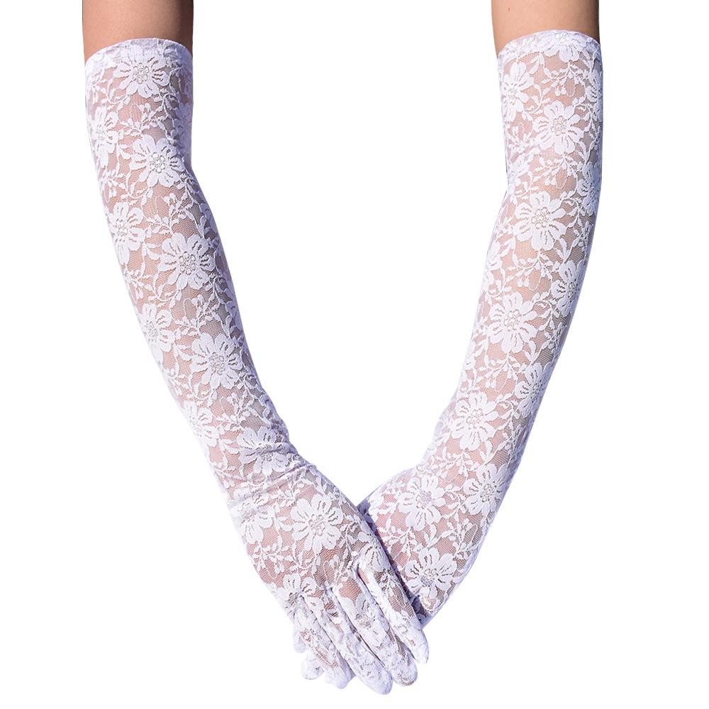 Long Lace Gloves Show Dress Up Cosplay Sexy Gloves Stretch Over Elbow Lace Bridal Vintage Gloves