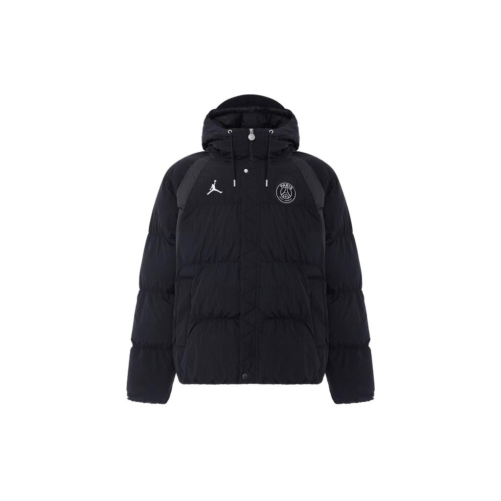 Jordan Paris Saint-Germain Logo Print Badge Hooded Cotton Jacket Men Outerwear Black DB6495-010