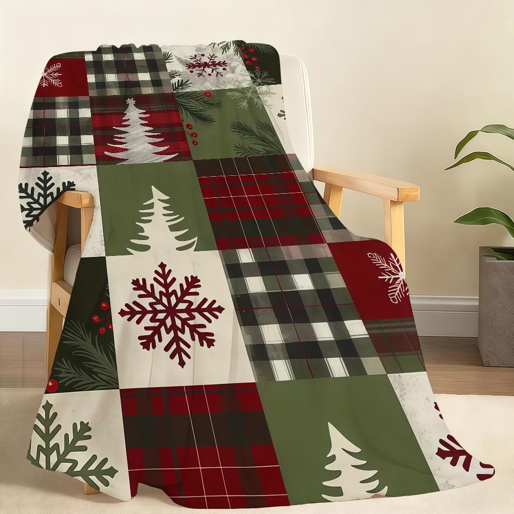 Red Buffalo Plaid and Snow flake Blanket For Soft Throw Blanket for Picnic Bed Sofa Home Bedroom Cozy Warm Comfortable