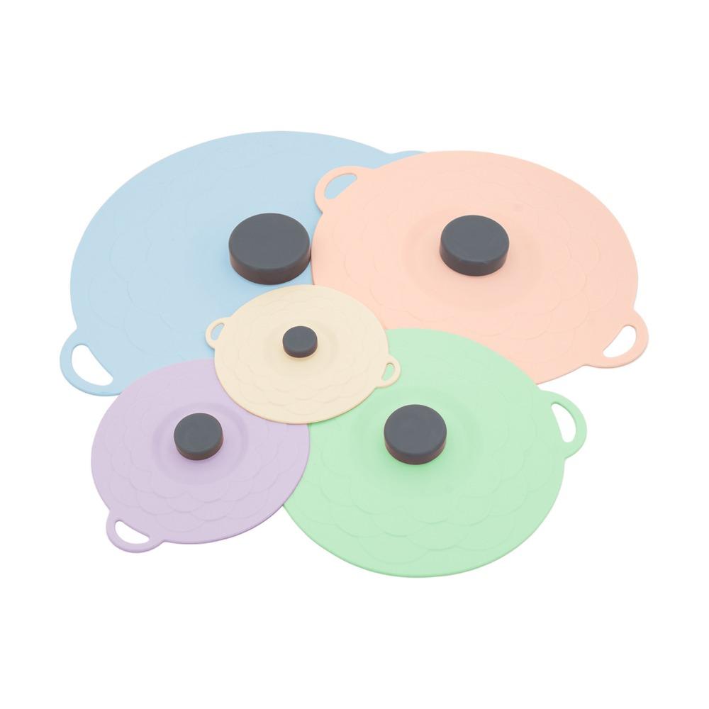 5Pcs Anti-spill Silicone Pot Lid Cover Sealed Tableware Pot Lid Fresh Keeping Cover  Kitchen Gadgets