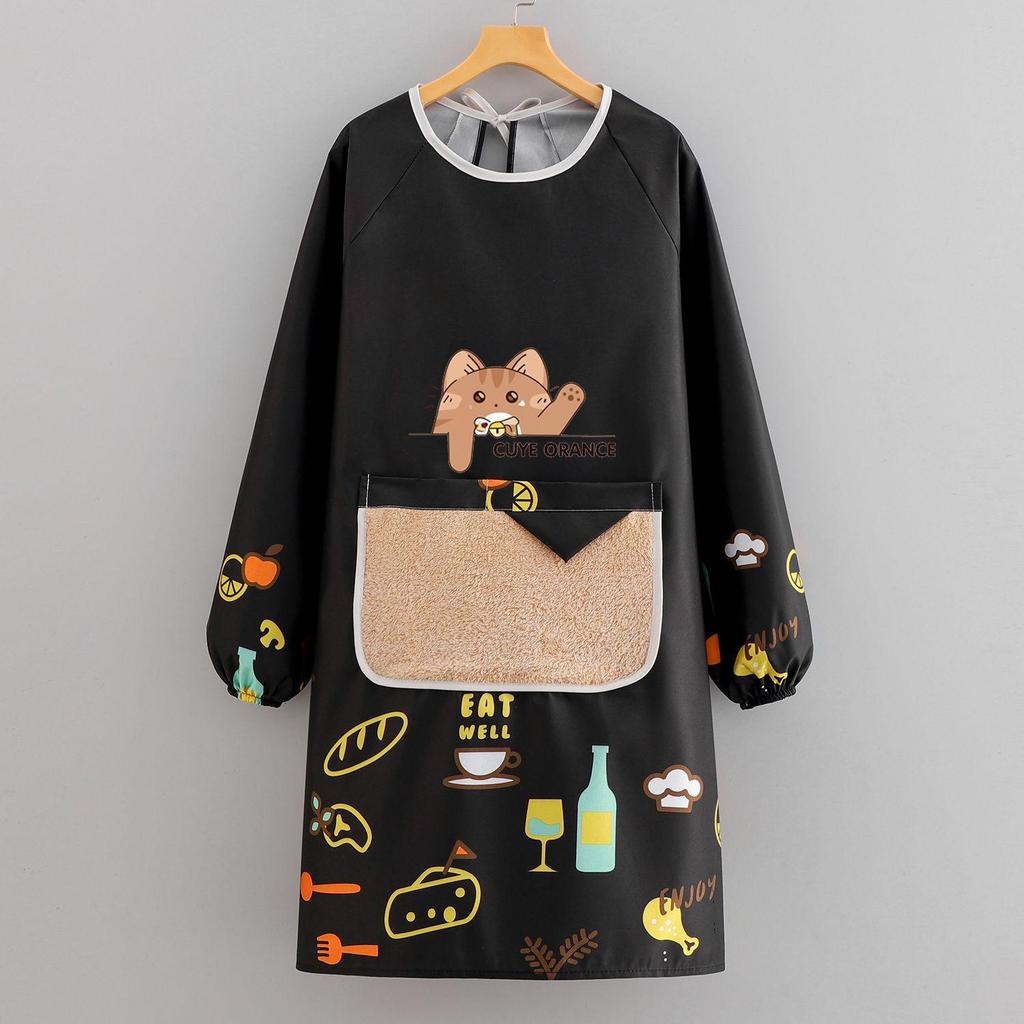 Young Pretty Waterproof Oil-Proof Long Sleeve Kitchen Apron - Stain-Resistant Work Wear