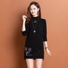 Half Turtleneck Sweater Dress Women's Solid Color Casual Mid-length Knitted Sweater Autumn and Winter Top Loose and Trendy Pullover