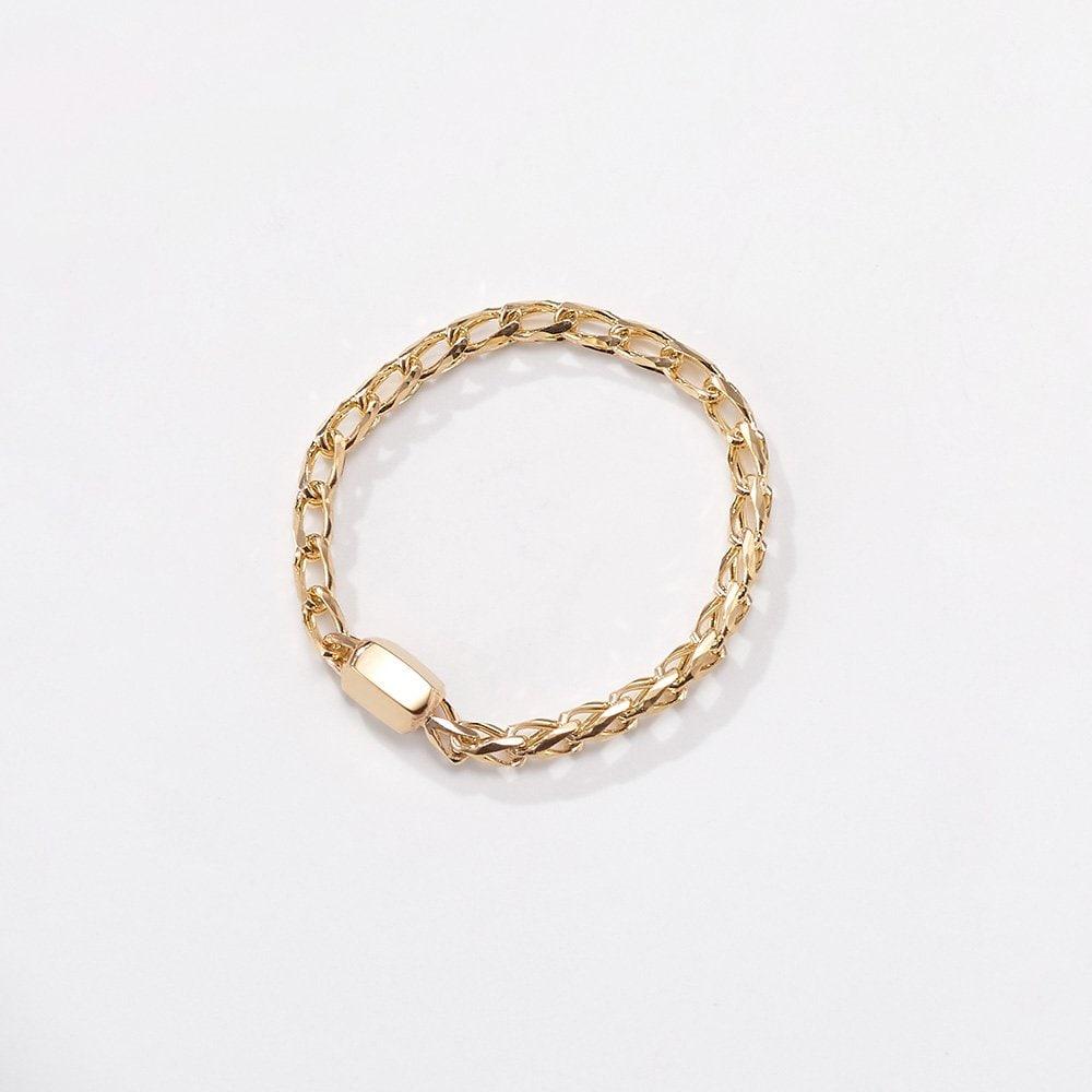 14K Hollow Italian Spica Chain Ring