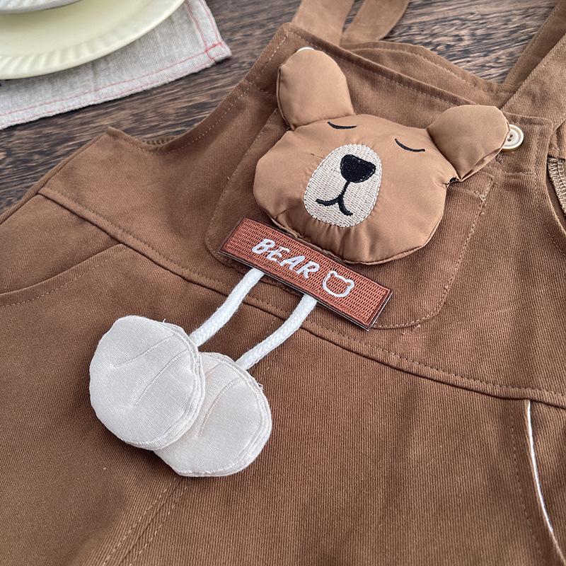 Spring Boys' Cartoon Overalls Set: Long-Sleeved, Two-Piece Infant & Toddler Outfit
