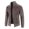 Men S Plus Size Fleece Knit Cardigan Stand Collar Casual Sweater