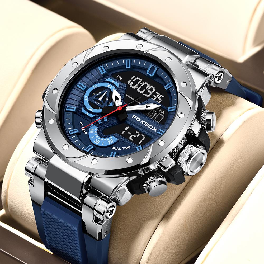 LIGE Top Brand Men Digital Watch Military Watches Fashion Sports Waterproof Dual Display Quartz Wristwatches Relogio Masculino