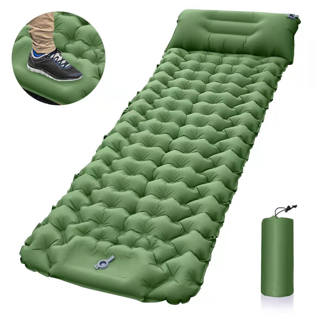 Lightweight Foot-Pump Inflatable Sleeping Pad: Portable, Moisture-Proof, Outdoor, Car-Mounted Bed